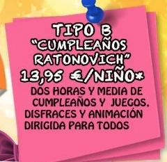 CUMPLEAÑOS TIPO B 2 HORAS Y MEDIA