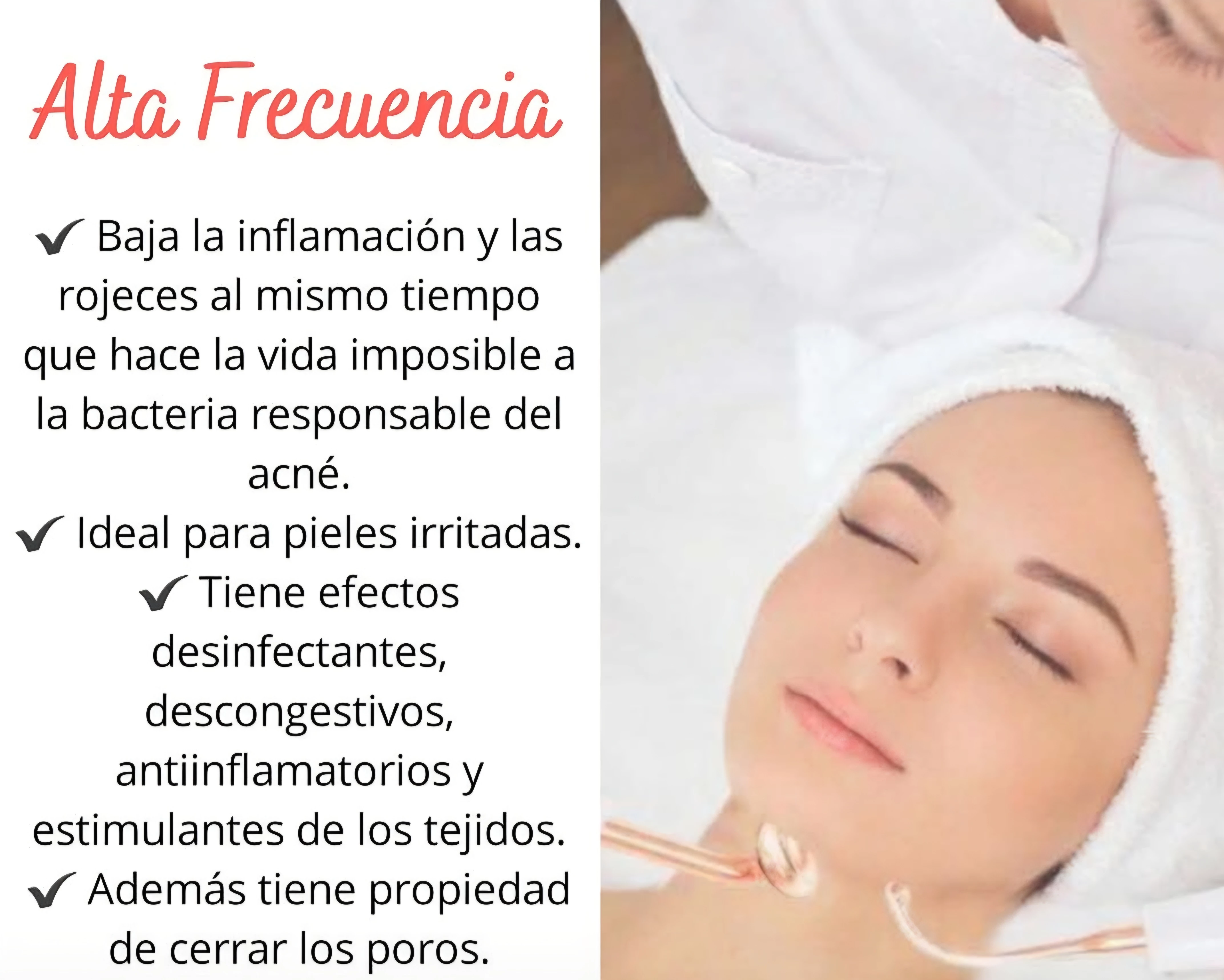 Alta frequencies para facial/y cuero cabelludo 