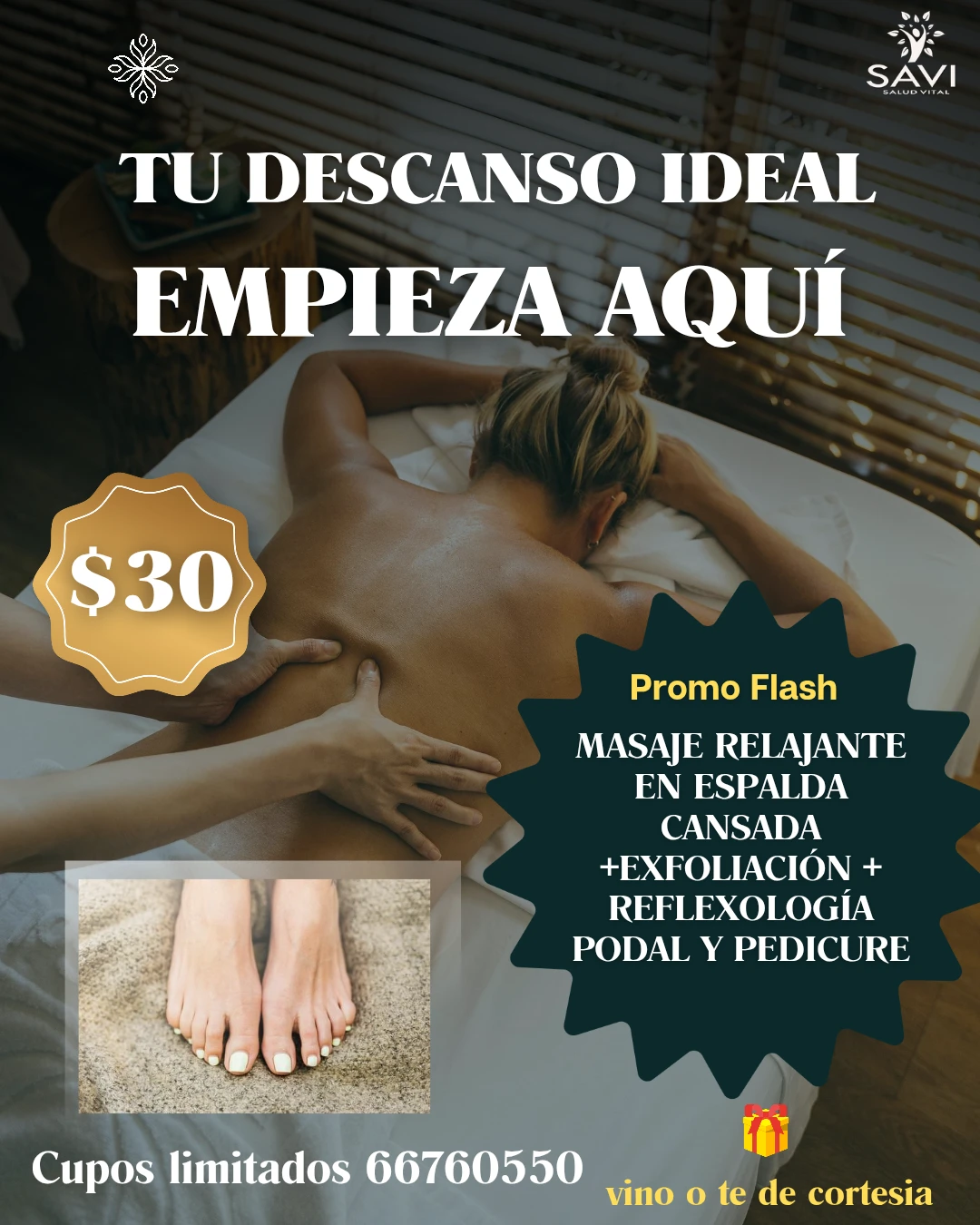 Masaje espalda + pedi y reflexologia podal